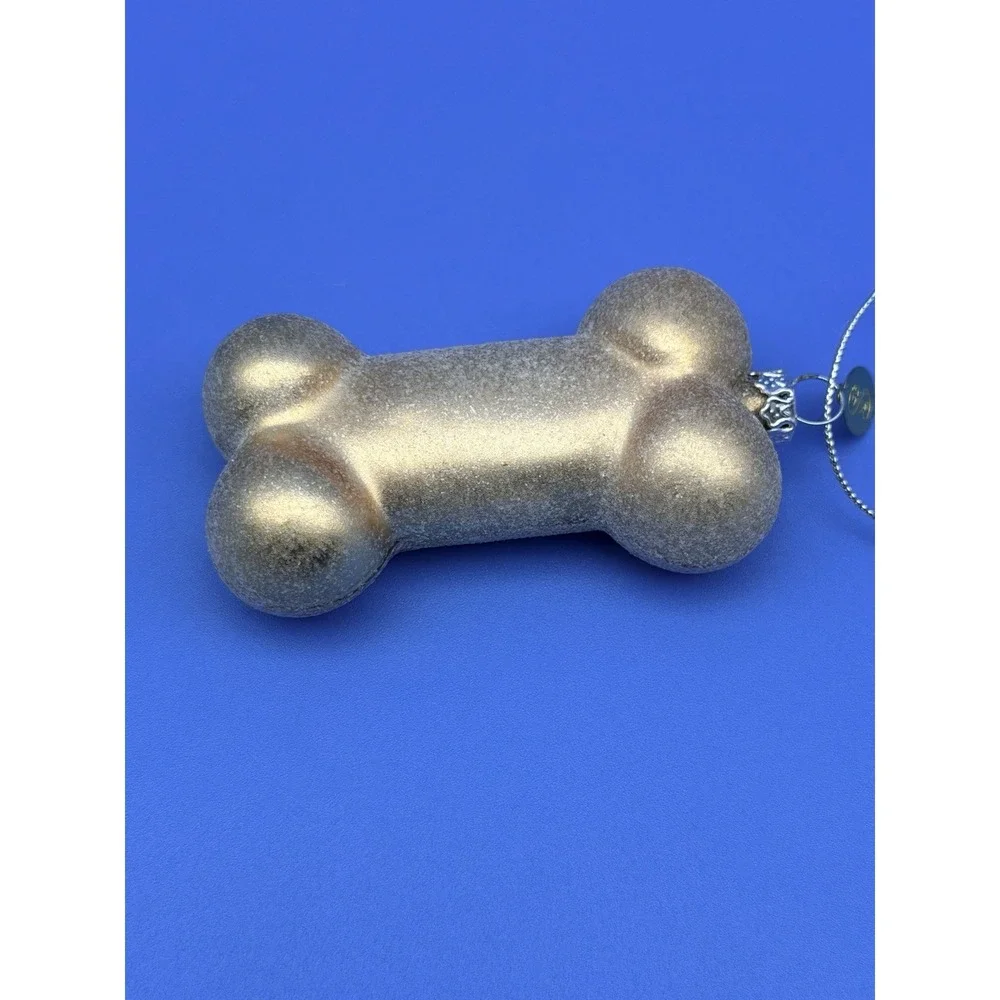 Seasons of Cannon Falls Bow Wow Dog Bone Christmas Ornament Gold SCF 3